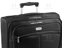 Mala de viagem de couro preto para executivos modernos. Perfeita para o trabalho ou viagens de negócios. Compartimento para