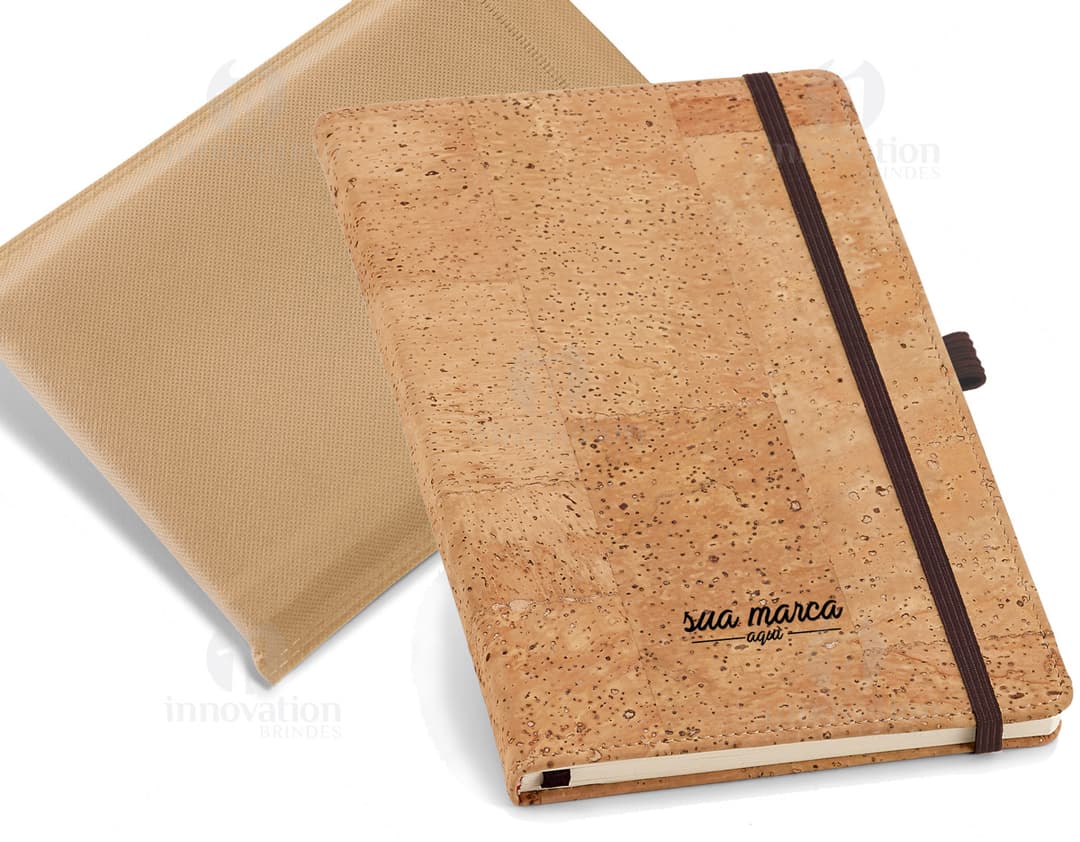 Bloco de anotações em cortiça - Ideal para suas anotações diárias! Feito com materiais reciclados e textura vintage, este