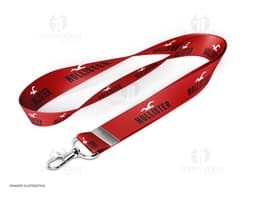 Cordão para crachá com mosquetão 85 cm x 2,5, ideal para eventos corporativos e feiras. Design moderno e colorido, com