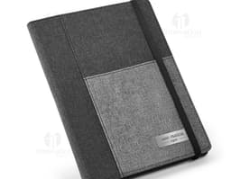 Pasta A5 de couro preto para escritório e reuniões de negócios. Armazene documentos, notas e papéis com estilo e organização.