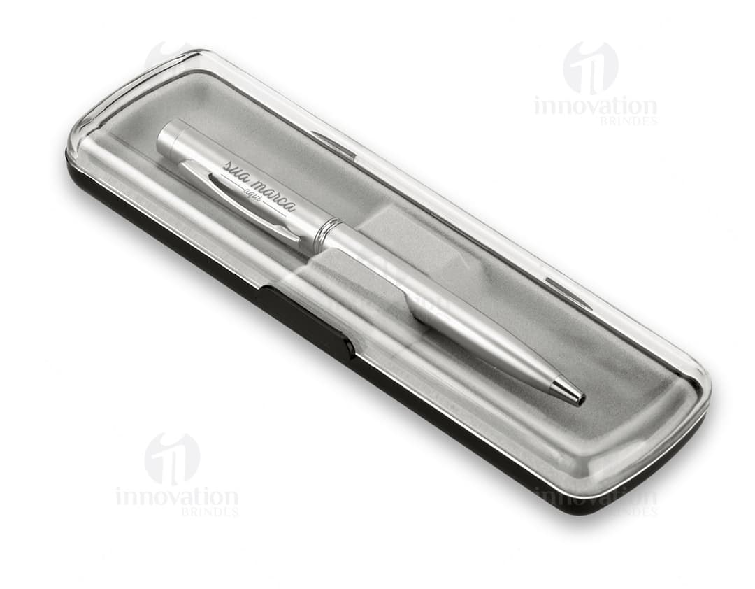 Caneta de metal com LED, perfeita para escrita precisa e iluminação em ambientes escuros. Ideal para uso em escritórios