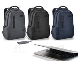 Mochila de couro preta para homens de negócios modernos. Com design elegante e espaçoso, é perfeita para transportar seus