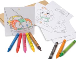 Kit para pintar: Presenteie com este envelope vintage contendo lápis de cor em uma caixa decorada. Ideal para celebrar