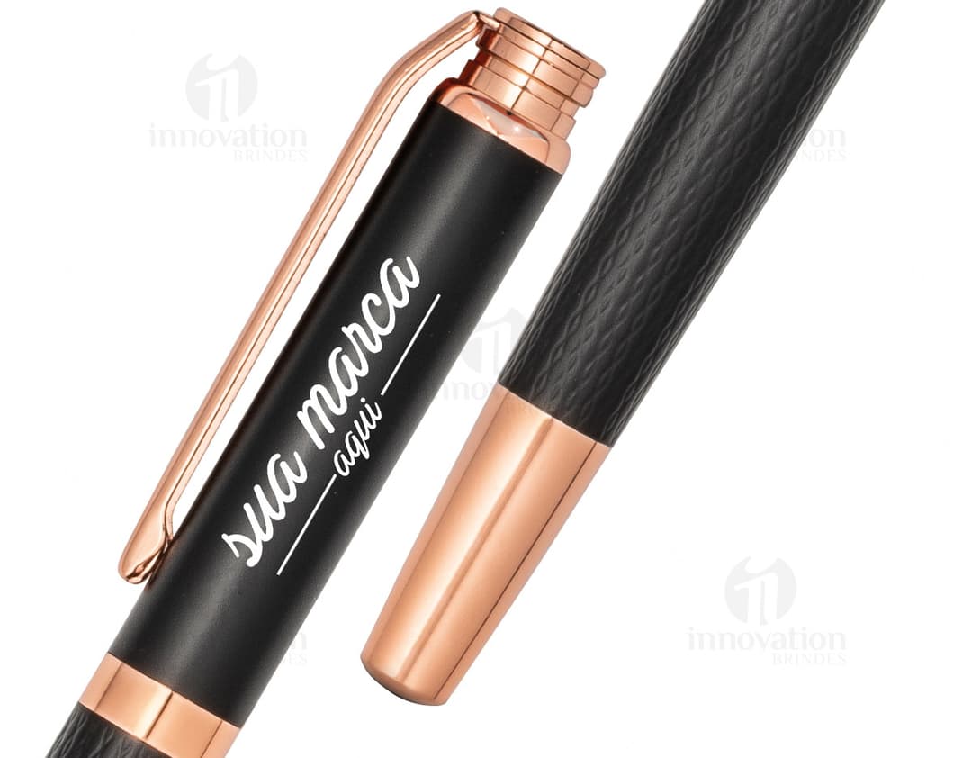 Caneta de metal elegante e sofisticada para presentear. Ideal para escrita suave e precisa, perfeita para uso escolar