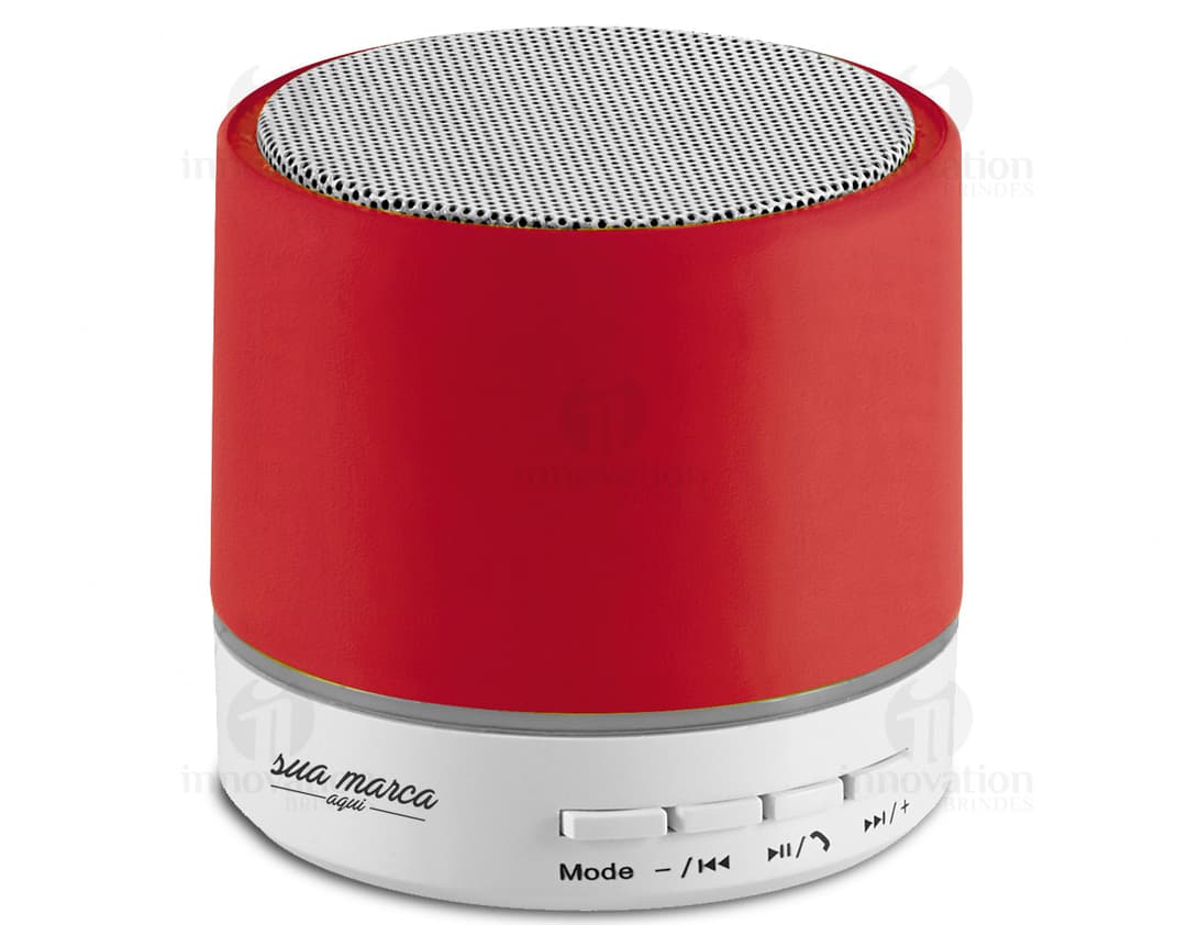Caixa de som em alumínio com design elegante e moderno. Perfeita para ouvir suas músicas preferidas com alta qualidade de