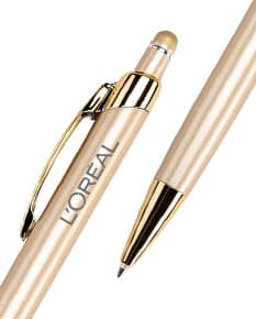 Caneta Metal Touch em prata e preto, ideal para escrita fina e detalhada. Sucesso garantido para assinaturas, contratos e