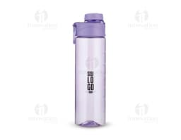 Garrafa plástica de 700ml transparente, vazia e com tampa prateada.