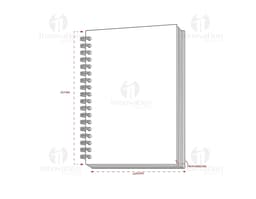 Caderno com capa holográfica e pauta, design moderno e colorido. Decorado com elementos gráficos e texturas criativas.