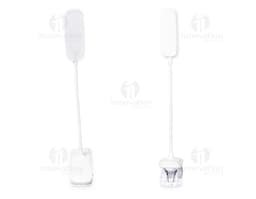Luminária de mesa recarregável em design moderno e 3D, com botão de ligar e desligar, conexão USB para recarga, ícone digital