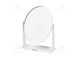 Espelho de Mesa Plástico em design moderno e digital. Feito em plástico, com borda preta e acabamento prateado. Elemento de