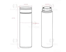 Garrafa térmica de 480ml em metal prateado, objeto de higiene e cuidados pessoais. Elegante e brilhante, ideal para armazenar