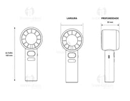 Mini ventilador recarregável em metal prateado, com design elegante e ajustável. Perfeito para uso doméstico ou em viagens