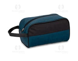 Nécessaire PU preta para armazenamento de objetos pessoais e dinheiro, feita de couro, com fecho de correr. Ideal para o dia