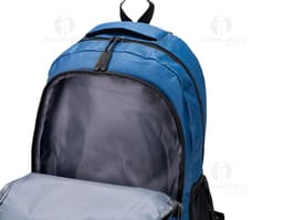 Mochila de poliéster preta de 23L, moderna e adequada para transporte de equipamentos esportivos e objetos de viagem. Carrega