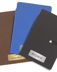 Bloco de anotações de couro marrom 14,4 x 9,4 cm para organizar seus documentos e notas. Ideal para reuniões de negócios