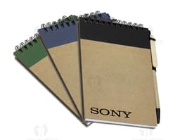 Bloco de anotações ecológico feito de papel reciclado e couro sintético, ideal para utilização no escritório, escola ou em