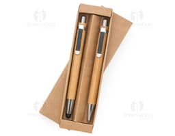 Kit ecológico de caneta e lapiseira de bambu - perfeito para quem busca sustentabilidade em seus materiais de escrita. Feitos