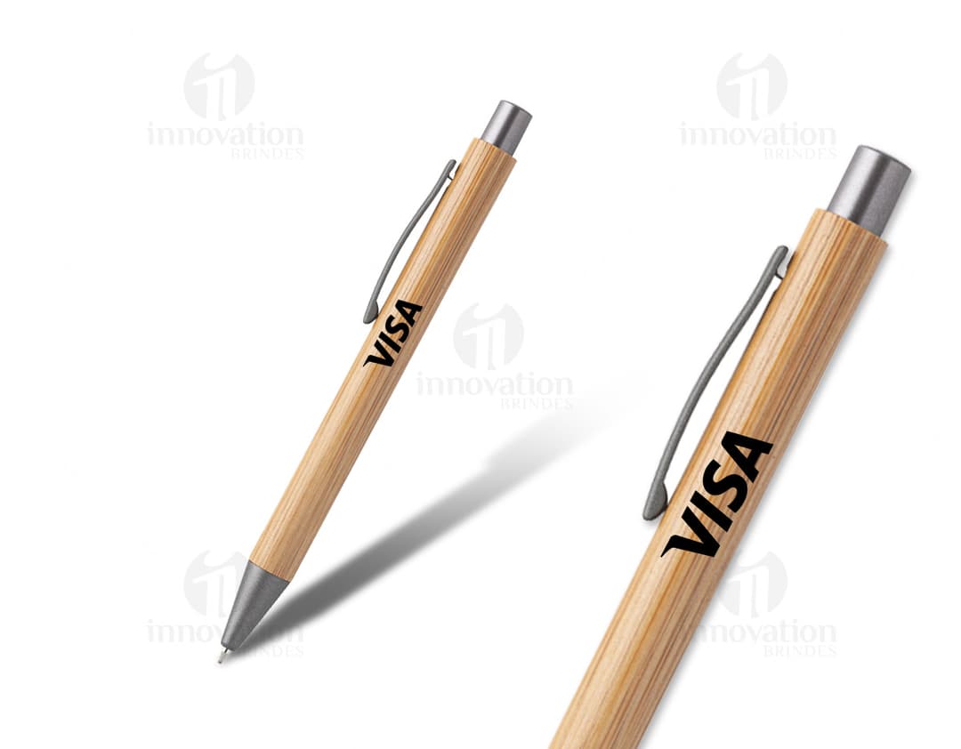 Caneta esferográfica de bambu, perfeita para escrita suave e elegante. Ideal para uso no escritório, escola ou em casa. Feita
