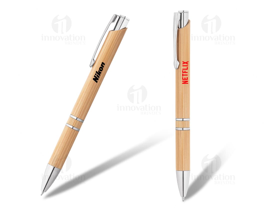Caneta de bambu esferográfica - Ferramenta de escrita sustentável e elegante para sua rotina de estudos, trabalho ou arte.