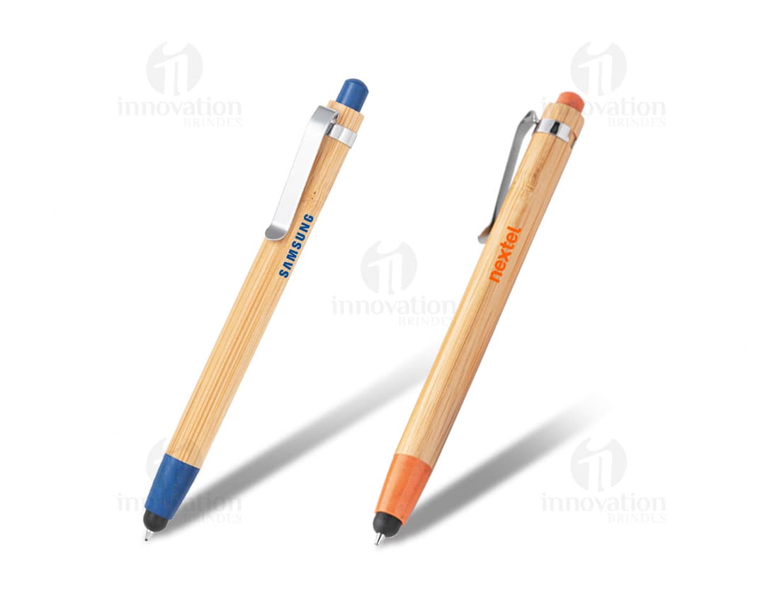 Caneta de bambu esferográfica - Acesse nossa coleção de brindes sustentáveis para escritório, com design elegante e