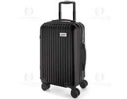 Mala de viagem executivo de couro preta, moderna e espaçosa, com compartimentos para laptop, documentos, telefone e outros