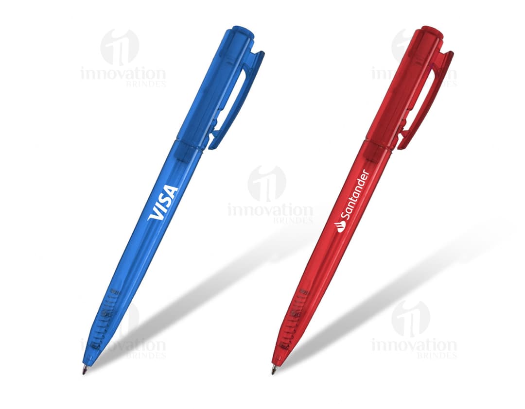 Caneta Plástica Translúcida - Ideal para escrita e desenho, essa caneta é perfeita para escritório, escola ou uso pessoal.