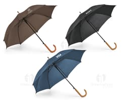 Guarda-chuva preto de nylon para proteção em dias de chuva. Acessório fashion e seguro para se proteger do tempo chuvoso.