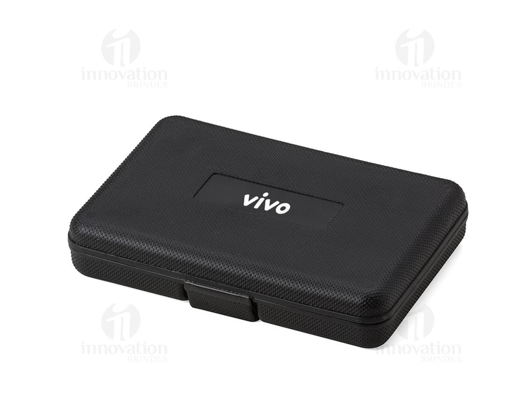 Kit ferramenta 11 peças preto e prata para escritório e negócios. Ideal para guardar chaves, objetos e acessórios eletrônicos
