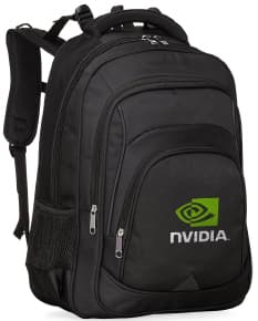 Mochila de poliéster preta, moderna e elegante, com alça, zíper, bolsos e compartimentos de armazenamento. Ideal para