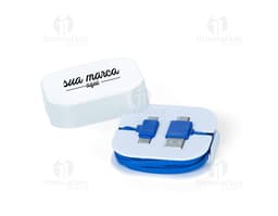 Cabo 4 em 1 com case - Conexão, tecnologia e praticidade em um único produto. Ideal para negócios e controle de dados. Seguro