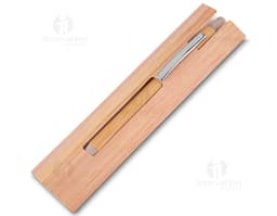 Caneta de bambu sustentável para escrita suave e confortável. Ideal para uso escolar, escritório e negócios. Feita de