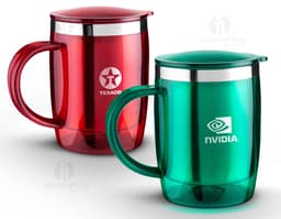 Caneca 400ml brilhante e moderna para sua bebida favorita. Feita de plástico resistente, ideal para chá e café. Perfeita para