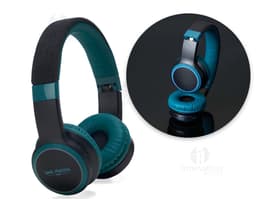 Fone de ouvido Bluetooth com revestimento de couro e luz LED RGB, ideal para ouvir música com alta qualidade de áudio.