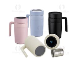 Caneca térmica 500ml com display LED - Mantenha sua bebida quente por mais tempo! Ideal para quem ama tecnologia e