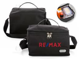 Bolsa térmica 4 litros de luxo em couro isolado. Acessório moderno e elegante, perfeito para negócios e compras. Alça de mão