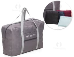Bolsa de viagem dobrável em couro nylon, perfeita para suas aventuras. Com alça ajustável e zíper, é a companheira ideal para