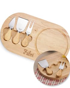 Kit de queijo 4 peças em madeira - perfeito para degustar queijos com elegância e praticidade. Este conjunto de utensílios de
