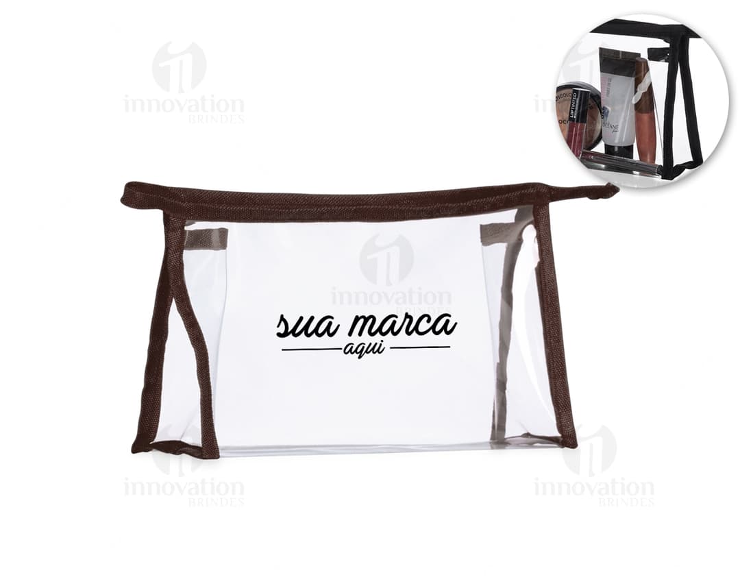 Necessaire plástica retrô em formato de cadeira de madeira. Design vintage e charmoso para organizar seus itens de beleza com
