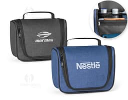 Nécessaire Preto em Couro para Viagem e Negócios - Prático e Elegante. Ideal para guardar seus acessórios pessoais com estilo