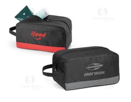 Nécessaire de Couro Preto para Organização de Acessórios - Prático e Moderno. Ideal para viagens ou escritório.