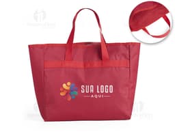Sacola de nylon 600 na cor preta, com dimensões de 25x36x14 cm. Possui alças e fecho em zíper, ideal para compras no