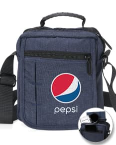 Bolsa de ombro de couro preto com alça, zíper e diversos compartimentos. Ideal para viagens de negócios, viagens a lazer ou