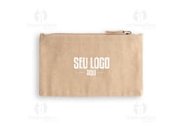 Necessaire de Algodão Reciclado Vintage - Perfeito para guardar seus brindes de forma sustentável. Feito com material