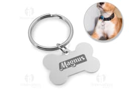 Chaveiro Osso de Metal Prateado - Acesse a justiça com estilo! Design moderno em forma de ossinho com detalhes de corrente e