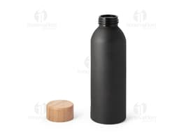 Bottle de alumínio de 550ml com tampa de bambu, para armazenar líquidos.