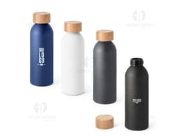 Bottle de alumínio de 550ml com tampa de bambu, para armazenar líquidos.