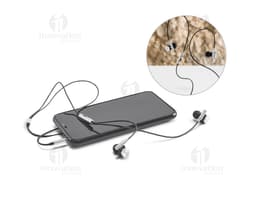 Fones de Ouvido Vibration c/ Microfone em estilo moderno e design metálico. Dispositivo eletrônico para comunicação e