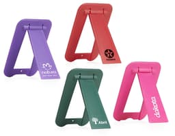 Suporte para celular brilhante em metal cromado, design moderno e sofisticado. Perfeito para manter seu dispositivo