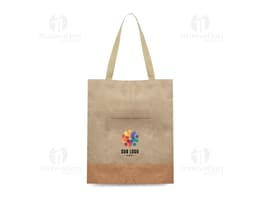 Sacola de compras de luxo em papel kraft marrom, design elegante e moderno. Perfeita para presentes ou compras no seu
