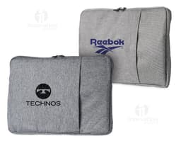Pasta de couro marrom e preta para notebook 14 polegadas, com fecho de zíper, alça e bolsos para armazenar documentos e
